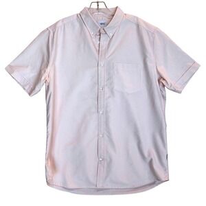 WEZC Mens Short Sleeve Button Down Light Pink Casual Dress Shirt